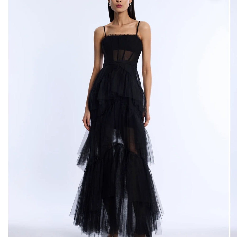 BCBGMaxAzria Black Layered Maxi Dress
